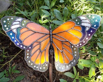 Monarch Butterfly Stained Glass Garden Stake Pattern - Downloadable PDF Pattern