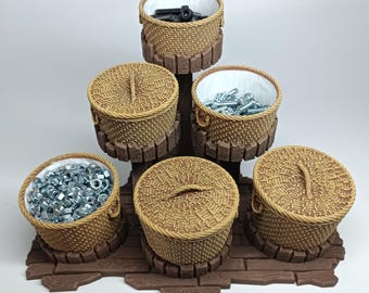 Archivo STL - Organizador/caja con estampado de mimbre y madera