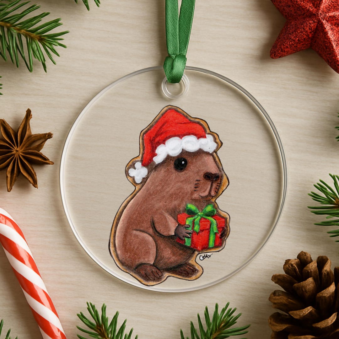 Capybara Sugar Cookie 3-inch Clear Acrylic Circular Gothic Ornament ...