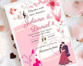 BlushBloom Invites | Pink Floral Digital Wedding Invitations