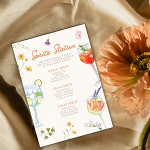 Spritz Drink Menu Template | Digital Download Cocktailkarte für Events & Parties | Bearbeitbarer benutzerdefinierter Text verfügbar