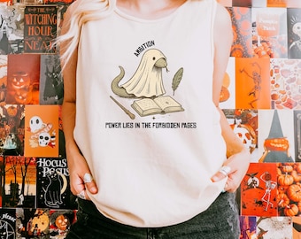 Camiseta sin mangas Ambition House Ghost, Camiseta sin mangas Comfort Colors Book Lover Halloween, Camiseta sin mangas con estampado de serpiente fantasma, Regalo Dark Academia
