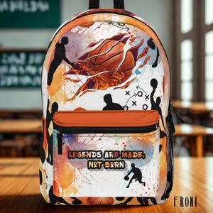 Personalized Basketball Backpack, Matching Drawstring Bag Available, Custom Name | Unique Sports Bag for School, Birthday, Travel