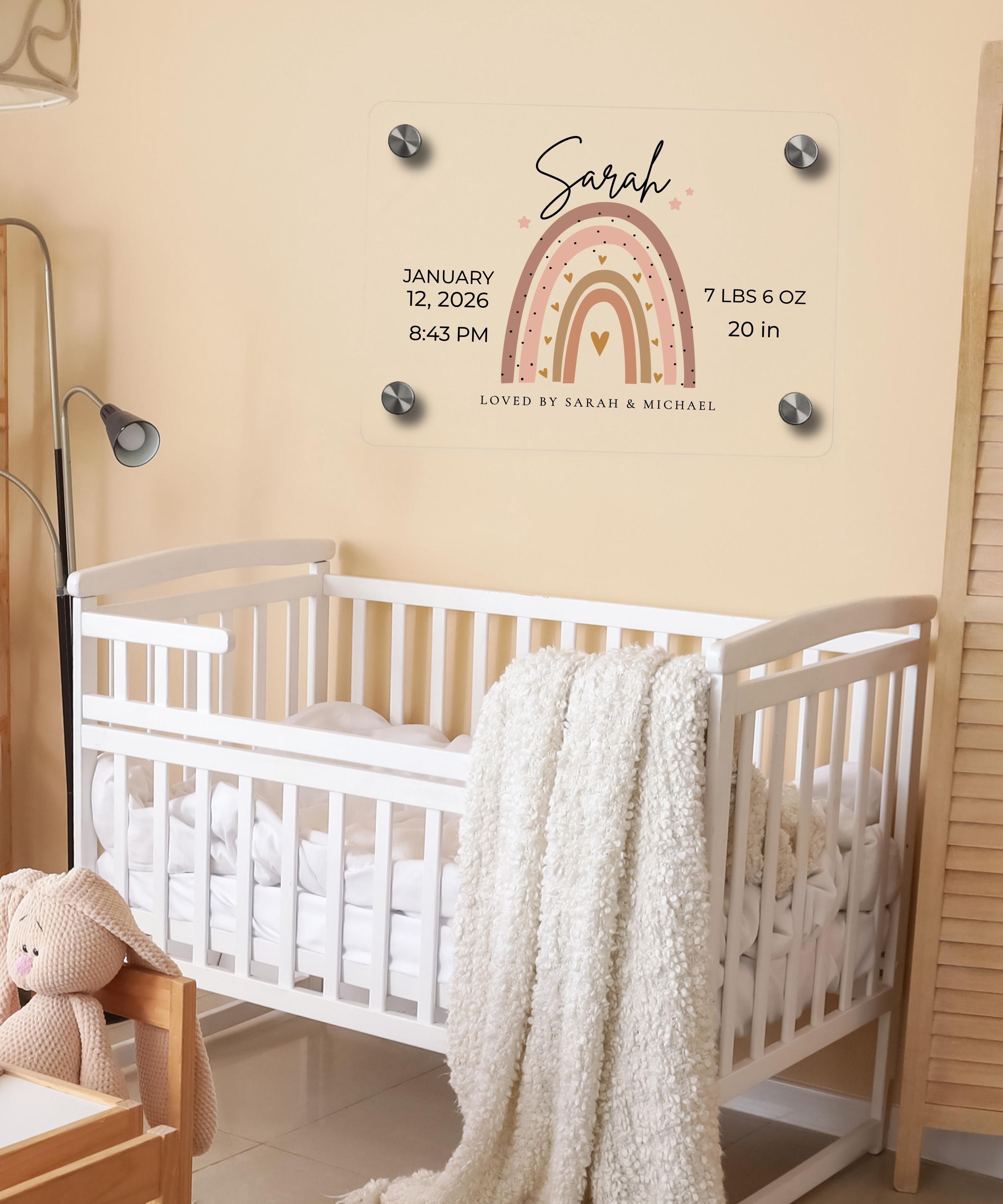 Personalized Baby Name Plaque Acrylic, Rainbow Nursery Wall Decor ...