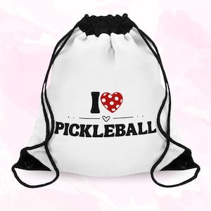 I love Pickleball Drawstring Bag | Custom Name or Text | Personalized Pickleball Gift | Gym Sack for Men, Women, Teens