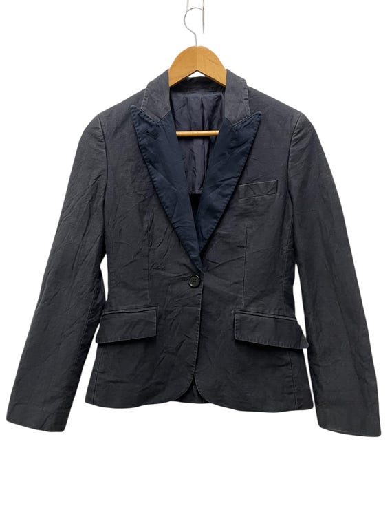 Vintage MHL Margaret Howell One Button Black Cotton Blazer Jacket 
