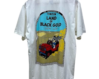 Maglietta vintage anni '90 "L'avventura di Tin Tin" taglia L