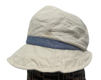 Vintage Vivienne WestWood Orb Logo Embroidery Bucket Hat Women Size S M