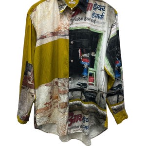 Vintage Paul Smith Art Overprint Italian Imported Fabric Shirt Button Down  Size L