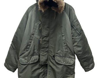 Vintage 80s Arctic Parka Envoy N-3B Hooded Flight Jacket - Small