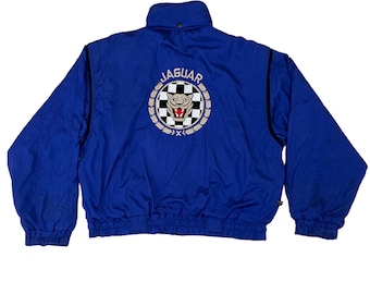 Vintage 90s Jaguar Racing Le Mans Racing Yellow Jacket Large Le