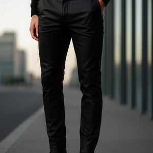 Men’s Leather Pants – Handmade Genuine Leather Trousers, Slim Fit Biker Style, Stylish Men’s Moto Fashion for Fall & Winter