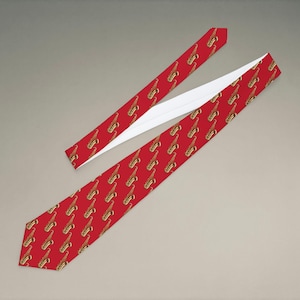 Saxophone Pattern Necktie - Red Jazz Edition