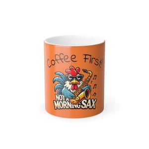 Funny Saxophone Coffee Mug - Color Changing Gift for Music Lovers, Jazz Fans, Band Teachers