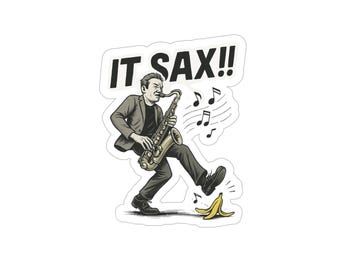 Lustig Saxophon Aufkleber: Bananenschale Jazz - Wasserfester Vinyl Aufkleber