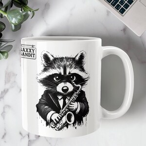 Saxophone Raccoon Mug: Funny Gift for Musicians & Jazz Lovers