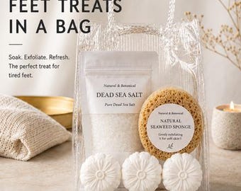 Bolsa de regalo para el cuidado de los pies con aromaterapia natural / Set de spa para remojo de pies / Regalo para mimar pies cansados / Regalo de autocuidado / Bombas efervescentes para pies y sal del Mar Muerto