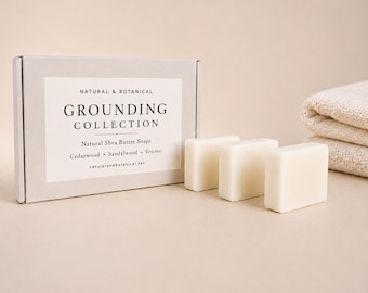 Natural Aromatherapy Soap Set | Grounding Collection | Handmade Shea Butter Soaps | Vegan Essential Oil Soaps | 3 x 100g