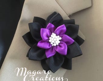 Wedding boutonniere,Men’s flower lapel pin,purple boutonniere,groom flower,lapel pin,men’s lapel pin,wedding lapel pin,men brooches.