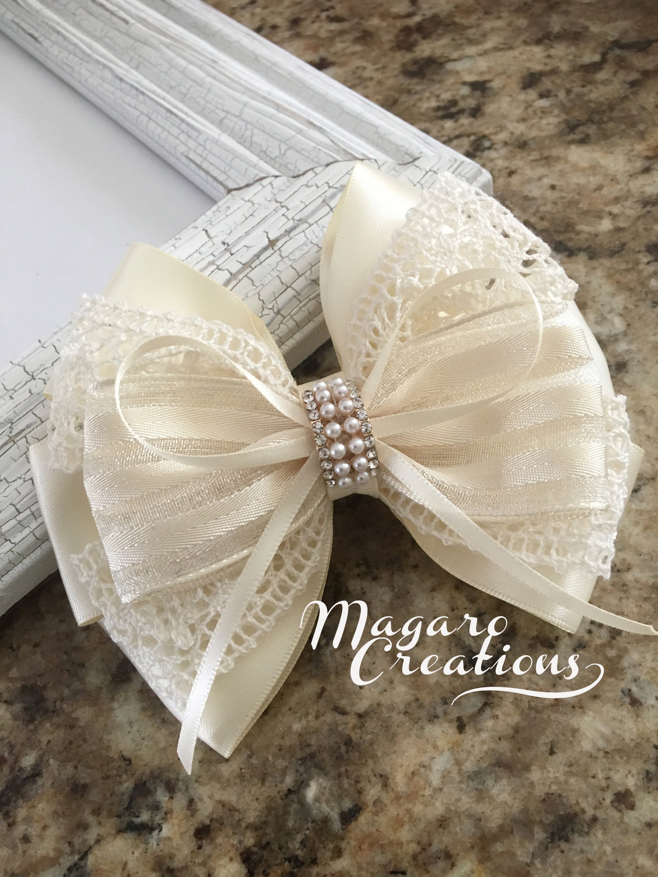 Flower Girl Hair Bow wedding Hair Bow hair Bow 1st Communion Hair Bow ivory Hair Bow hair Bows ivory Bow hairbow girl Bows bow Hair Clip 10 Etsy Ireland