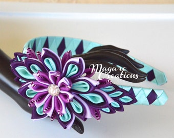 Purple headband,kanzashi,girl headband,headband for girls,flower headband,headband with flowers,toddler headband,flower girl headband.