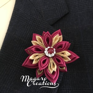 Wedding boutonniere,Men’s flower lapel pin,burgundy boutonniere,groom flower,lapel pin,men’s lapel pin,wedding lapel pin,men brooches.