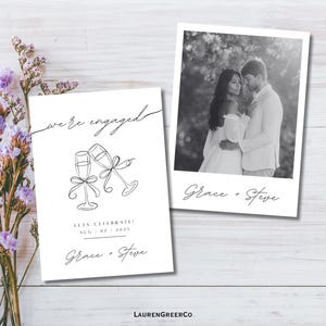 Minimalistic Engagement Party Welcome Sign Template, We're Engaged Modern Invite Photo card Invite, Engagement Sign Printable Template