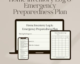 Home Inventory Log Template | Printable & Fillable PDF | Emergency Preparedness and Insurance Organizer