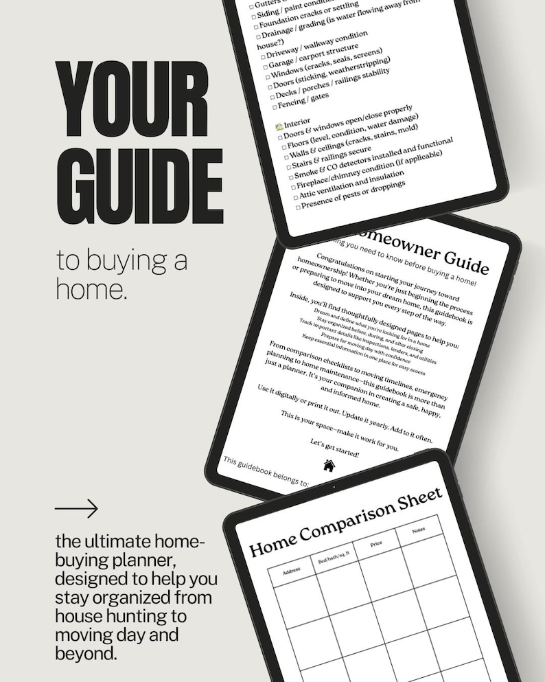 New Homeowner Guide Printable | Home Buying Organizer Binder | First ...