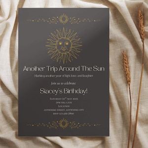 Celestial Birthday Invitation | Starry Night Party Canva Template | Editable Moon and Stars Digital Invite | Instant Download | Canva