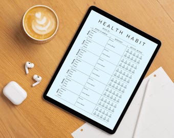 Habit Tracker Printable, Digital Habit Tracker PDF, Daily Weekly Monthly Tracker, Minimalist Self Care Planner, Wellness Organizer, Canva