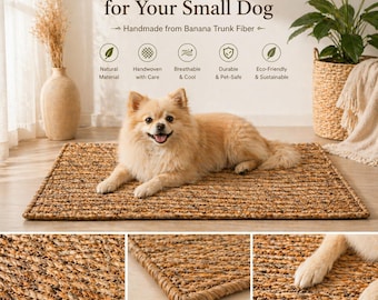 手織りバナナ繊維製犬用マット – 小型犬用天然冷却ベッド