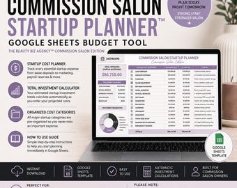 Commission Salon Startup Planner | Google Sheets Budget Tool