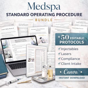 Medical Spa SOP Bundle | 50+ Editable Protocols for Injectables, Lasers & Compliance (Canva Download)
