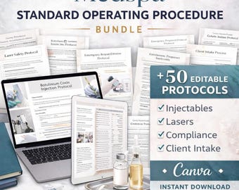 Medical Spa SOP Bundle | 50+ Editable Protocols for Injectables, Lasers & Compliance (Canva Download)