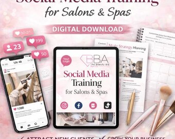 Social Media Training for Salons & Spas | Video Course + Workbook Beauty Business Marketing  – Instant Download