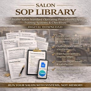 Salon SOP Library | Editable Salon Standard Operating Procedures | Spa Training Systems & Checklists Digital Download image 1