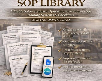 Salon SOP Library | Editable Salon Standard Operating Procedures | Spa Training Systems &  Checklists Digital Download