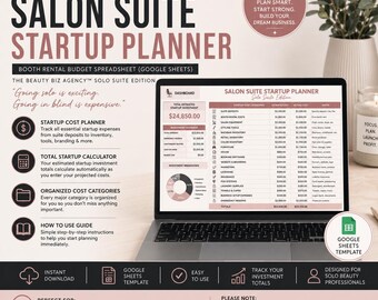 Salon Suite Startup Planner | Booth Rental Budget Spreadsheet (Google Sheets)