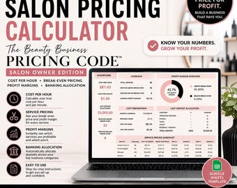 Salon Pricing Calculator | Google Sheets Template for Salon Owners (Digital Download)