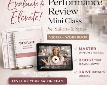 Performance Review for Salons & Spas | Video + Workbook, Salon Owner Employee Evaluation Guide – Instant Download
