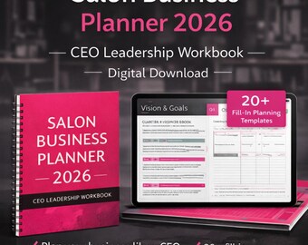 Salon Business Planner 2026 | CEO Leadership Workbook with 20+ Planning Templates – Digital Download