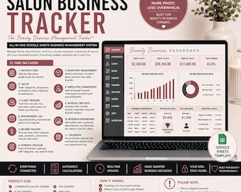 Salon Business Tracker | Google Sheets Client, Appointment, Inventory Spreadsheet (Digital Download)