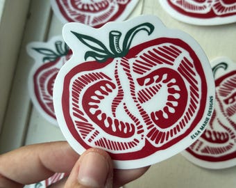 Tomato Block Print vinyl sticker