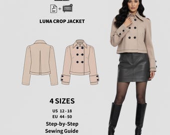 Naaipatroon LUNA crop-jack | Cropped damesjas (digitaal pdf-patroon)