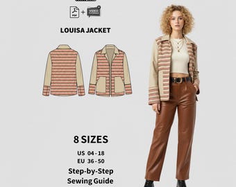 Naaipatroon LOUISA jas | Damesmaten EU 36-50 (pdf + video)