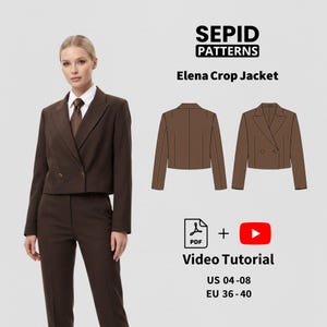 Naaipatroon dames blazer op maat pdf | Modern cropped colbert | Maat: EU 36–40 | Direct downloaden