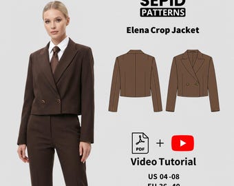 Naaipatroon dames blazer op maat pdf | Modern cropped colbert | Maat: EU 36–40 | Direct downloaden