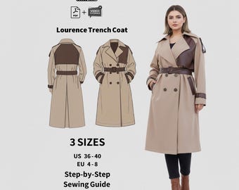 Naaipatroon Lourence-trenchcoat | Damesmaten, videotutorial (pdf-patroon)