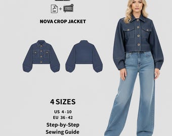 Naaipatroon Nova crop-jack | Damespdf met video (EU 36-42)